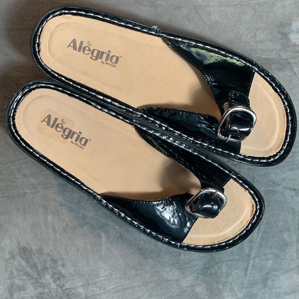 Alegria Black Patent Leather Sandals